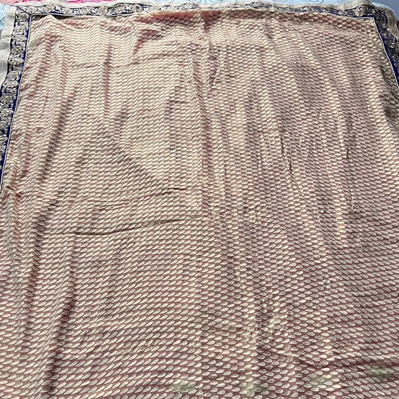 Pink and Cream Party Wear Half and Half Designer Saree - Picture 4 of 8